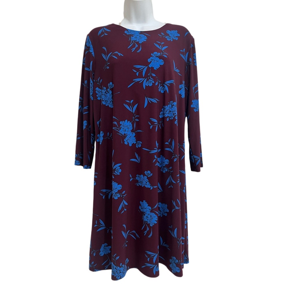 Lauren Ralph Lauren Burgundy and Blue Floral Dress